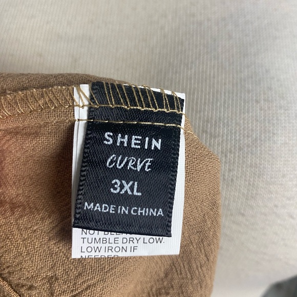 Shein Curve Plus Size tan crepe material shorts beach window shopping size 3 XL - Picture 6 of 8